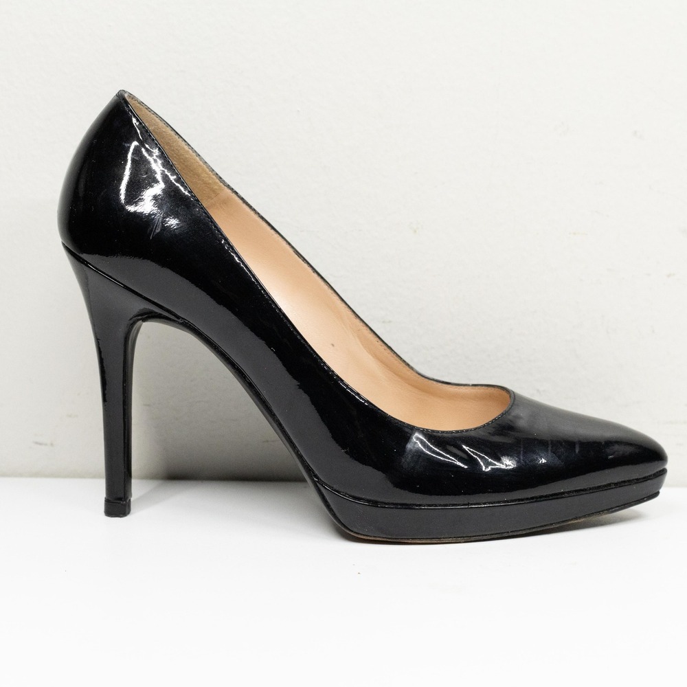 STUART WEITZMAN Black Patent Leather Platform Pointed Toe Pump Stiletto Heels 7